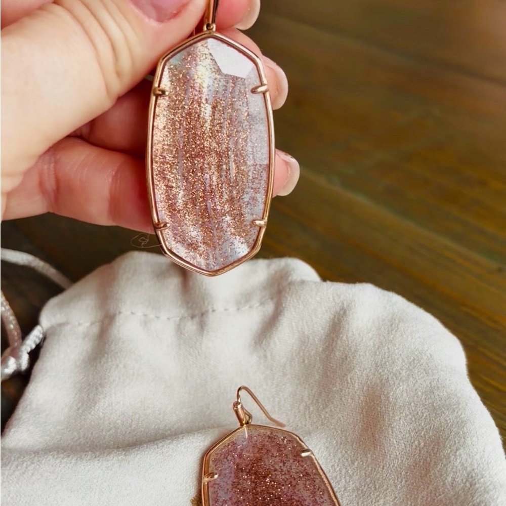 Kendra Scott Rose Gold Danielle Dusty Pink Faceted Earrings